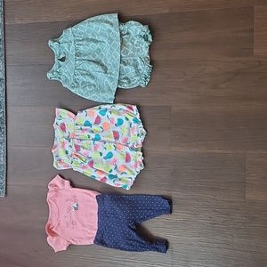 Carter's 0-3 Month Lot. 3 Outfits. Baby Girl.
